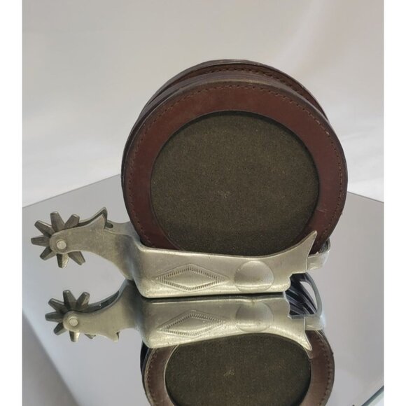 Malboro Miles Leather Cork Coaster & Metal Spur Holder Western Set 2003 - Picture 1 of 9